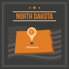 Sticker - map of north dakota state