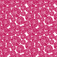 Wall Mural - abstract hand drawn scarlet floral ditsy on white background seamless pattern design