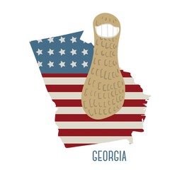 Canvas Print - georgia state map with giant peanut