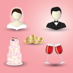 Canvas Print - wedding icons