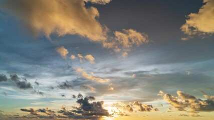 Wall Mural - time lapse video amazing scene of colorful sunset with moving clouds background in nature and travel