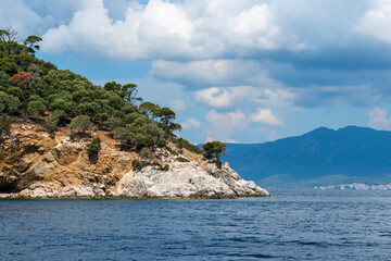 Wall Mural - Landscape with sea, the rock and the beautiful clouds in the blue sky