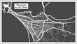 Taranto Italy City Map in Black and White Color in Retro Style. Outline Map.
