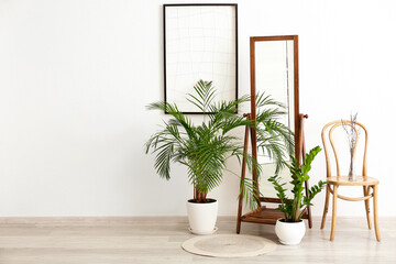 Sticker - Big mirror and chair with houseplants in room