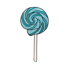 Vector Lollipop. Striped Blue Lollipop Stock Illustration