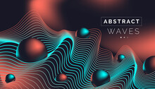 Abstract Futuristic Background Banner Design With 3d Spheres Dynamic Waves
