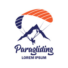 Paragliding Icon With Text Space For Your Slogan Tag Line, Vector Illustration