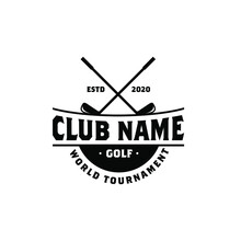 Vintage Western Country Texas Golf Logo Design, Crossed Stick Golf Badge Label Design