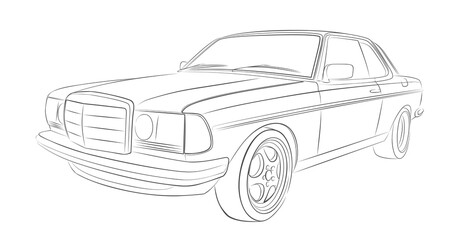 Wall Mural - The Sketch of retro car. 