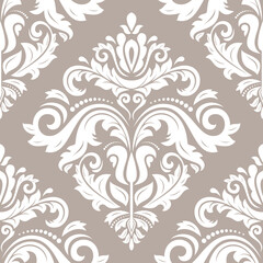  Classic seamless vector pattern. Damask orient white ornament. Classic vintage background. Orient ornament for fabric, wallpaper and packaging