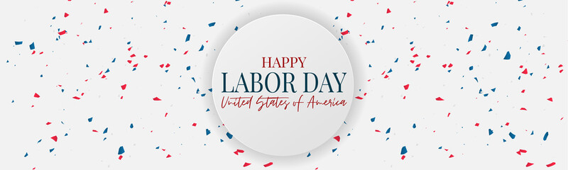 Happy Labor Day banner or header. Simple greeting design. American federal national holiday. Vector illustration.