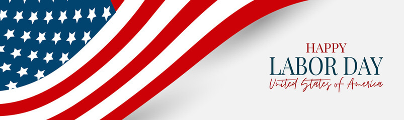 Wall Mural - labor day banner or header. usa national federal holiday design. american flag background. realistic
