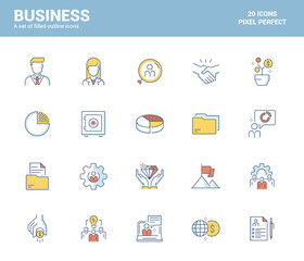 Wall Mural - flat line filled icons design-business