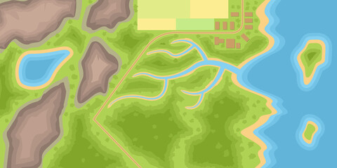 Vector illustration. The terrain. Top view.