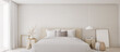 White bedroom interior.Earth tones design3d rendering