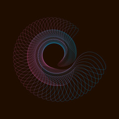 Wall Mural - Spirograph abstract element on a black background.
