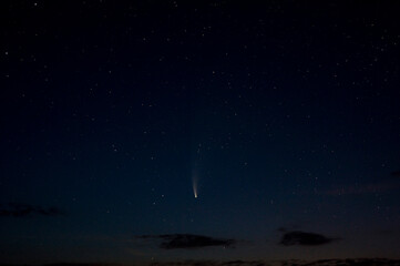bright gorgeous comet neowise or c/2020 f3 over europe july 19-20, 2020