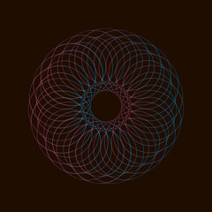 Wall Mural - Spirograph abstract element on a black background.