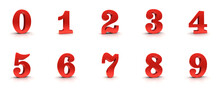 red numbers 3d 0 1 2 3 4 5 6 7 8 9 zero one two three four five six seven eight nine