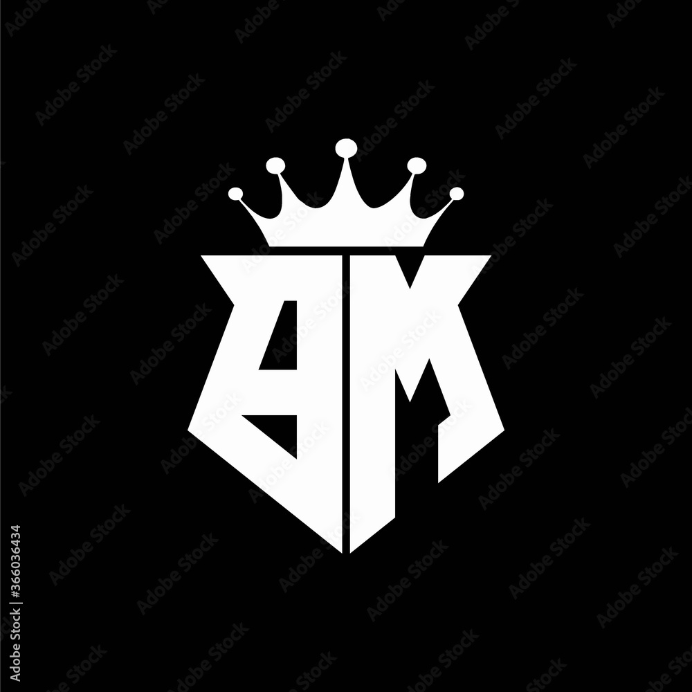 bm logo monogram shield shape with crown design template Stock Vector ...