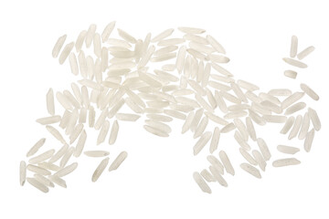 Poster - rice grains isolated on white background. Top view. Flat lay