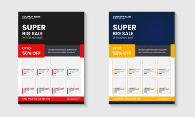 Product sale flyer design template color for sales offer promotion with product images