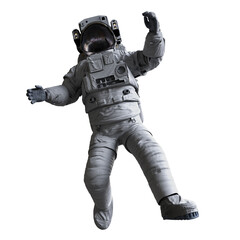 Wall Mural - astronaut during spacewalk, isolated on white background