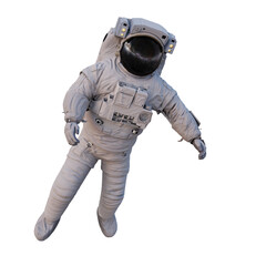 Wall Mural - astronaut flying in outer space, isolated on white background