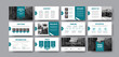 © olegphotor - Brochure presentation with infographics, with photo, arrows, booklet cover for annual report with corporate identity.