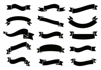 Wall Mural - Banners and ribbons set isolated on white background. Collection of trendy banners and ribbons for web site, tag, label, sticker, and badge. Creative art concept, vector illustration