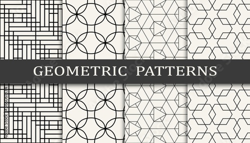 Fotografia Set of geometric seamless patterns