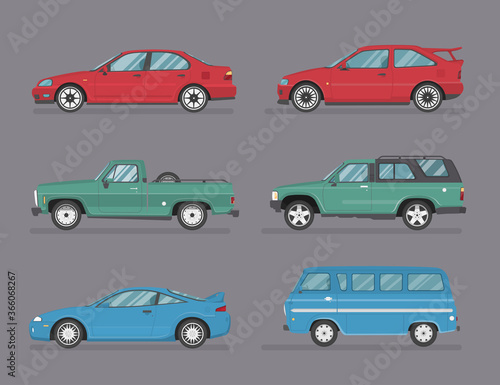 Vetor de Different Means of Transportation. Auto Icons. do Stock