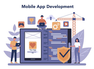 Mobile app development online service or platform. Modern
