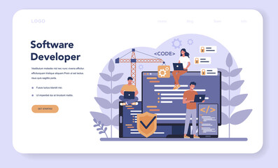Software web banner or landing page. Idea of programming
