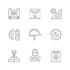 Wall Mural - Set line icons of engineering