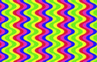 1960s Hippie Wallpaper Design. Trippy Retro Background for Psychedelic 60s-70s Parties with Bright Acid Rainbow Colors and Groovy Geometric Wavy Pattern in Pop Art style.