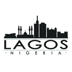 Poster - Lagos Nigeria Skyline Silhouette Design City Vector Art Famous Buildings.