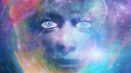 Canvas Print - Woman face in colorful space