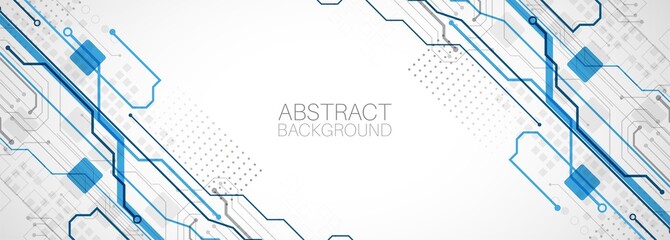 Abstract technology concept. Circuit board, high computer color background. Vector illustration with space for content, web - template, business tech presentation.