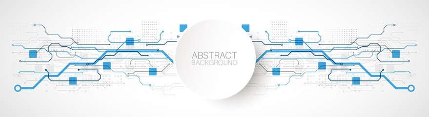Abstract technology concept. Circuit board, high computer color background. Vector illustration with space for content, web - template, business tech presentation.