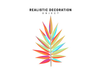 Wall Mural - palm tree branch hologram color. vector illustration