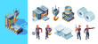 © ONYXprj - Metallurgy factory. Iron manufacturing heavy steel foundry production vector isometric illustration. Metallurgical technology process, production equipment