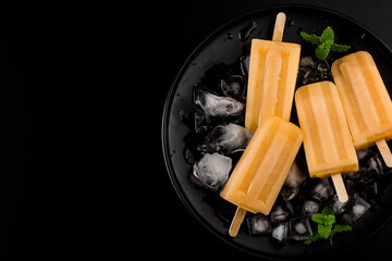 Wall Mural - Homemade delicious ice lolly of cantaloupe melon. Healthy summer dessert.