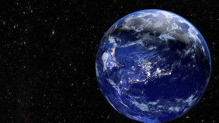Wall Mural - planet earth. the radiance of the cities of asia, india and china. 3d rendering