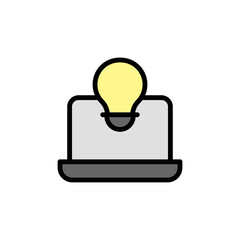 Poster - Laptop, bulb, innovation icon. Simple color with outline vector elements of innovations icons for ui and ux, website or mobile application