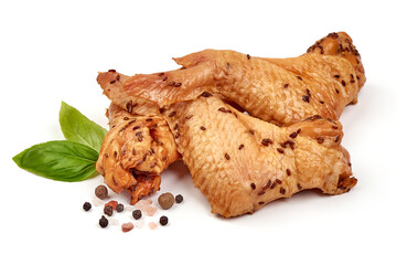 Sticker - Chicken wings, smoked chicken meat, isolated on a white background