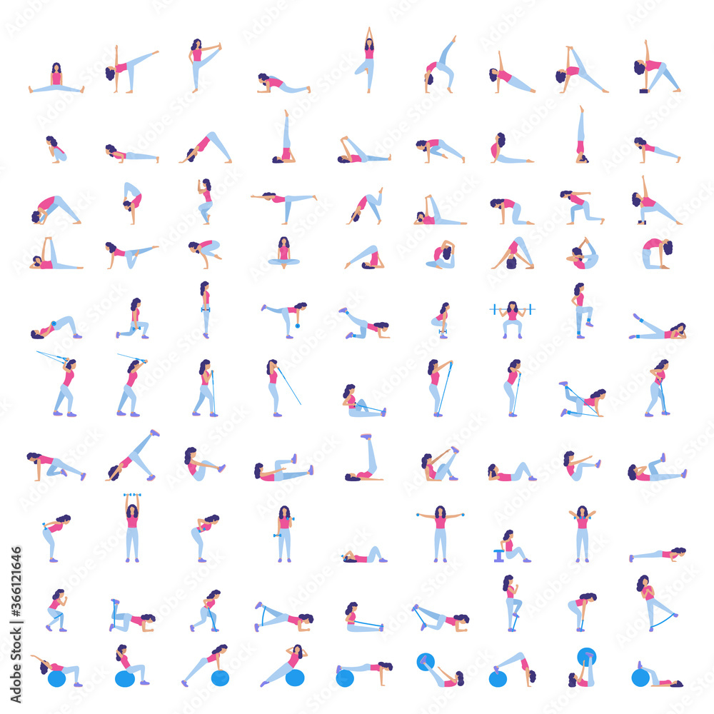 Woman Sport Big Set Stock Illustration | Adobe Stock