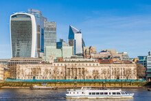 City Of London Skyline Including 20 Fenchurch Street (The Walkie Talkie) And River Thames, London