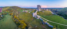 View By Drone Of Corfe Castle, Dorset