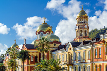 Wall Mural - Domes of New Athos monastery, famous landmark, Abkhazia